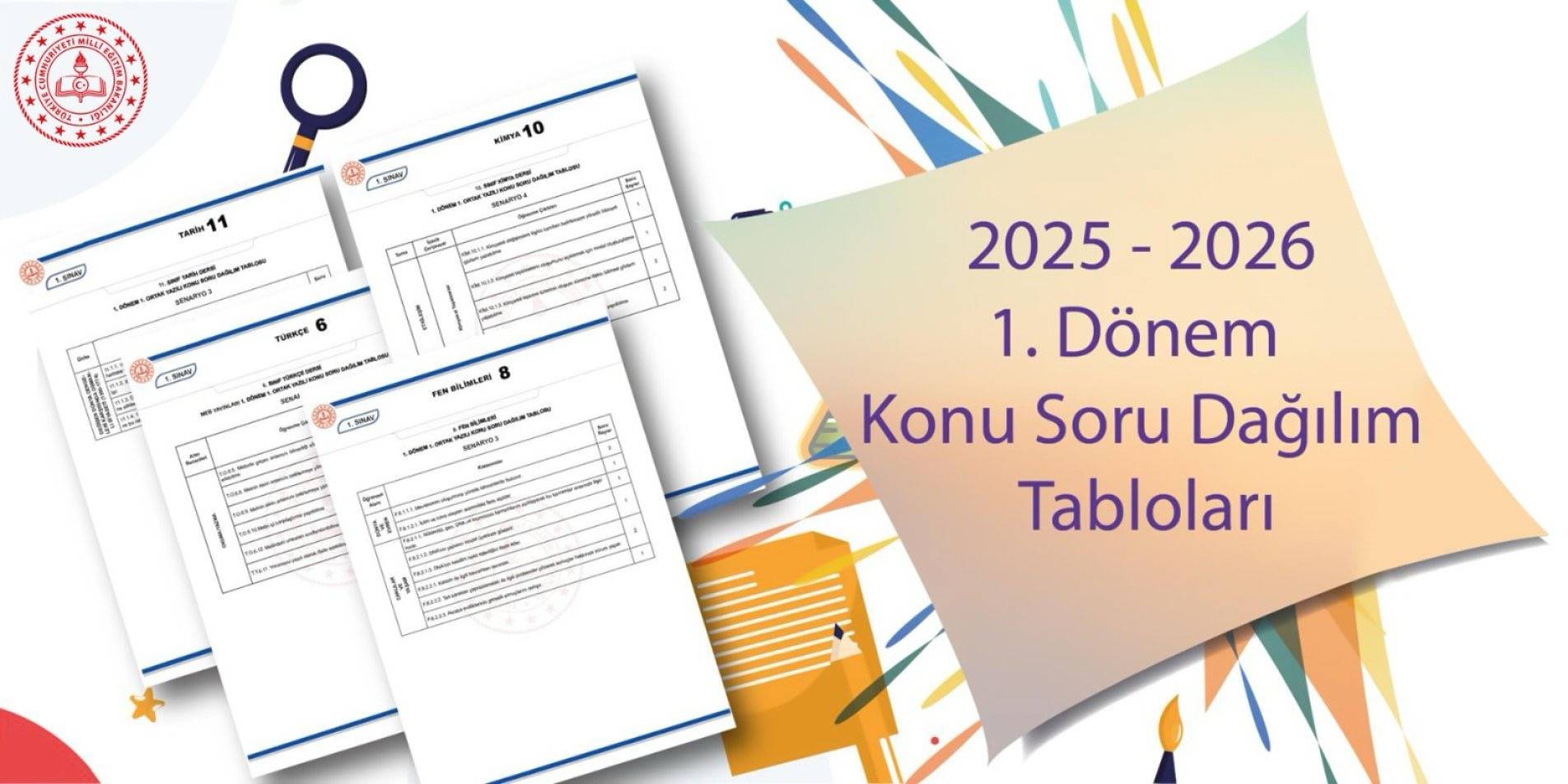 Ortak Yazılı Sınavlar Konu Sora Tabloları Yayımlandı